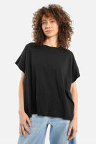 Front view of LYRA T-Shirt in soft cotton jersey with round neck and dropped shoulders