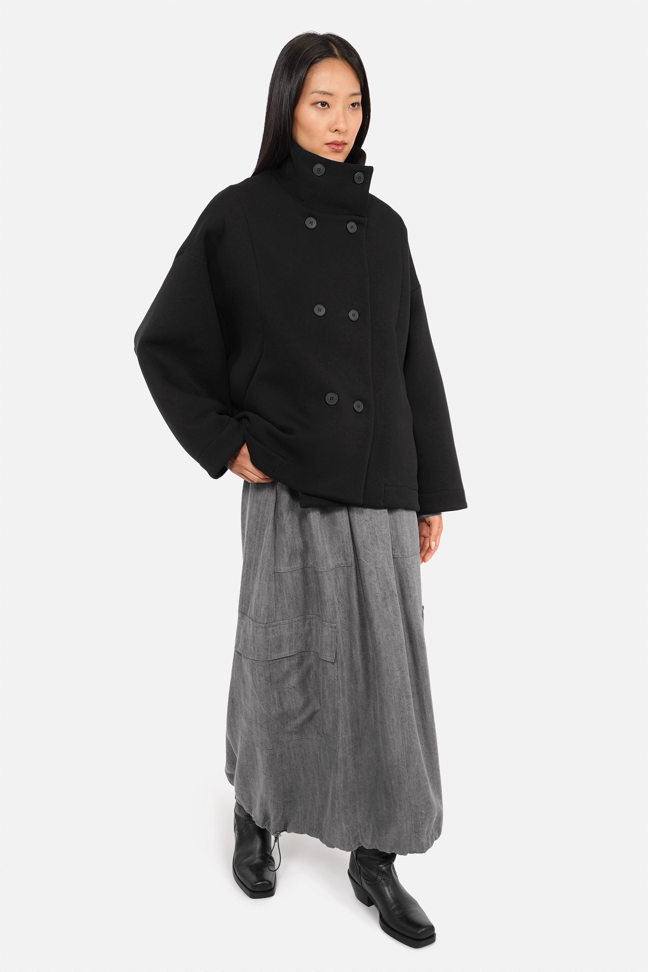 MAAVE Doppelreihige Sweatjacke mit Funnel-Kragen