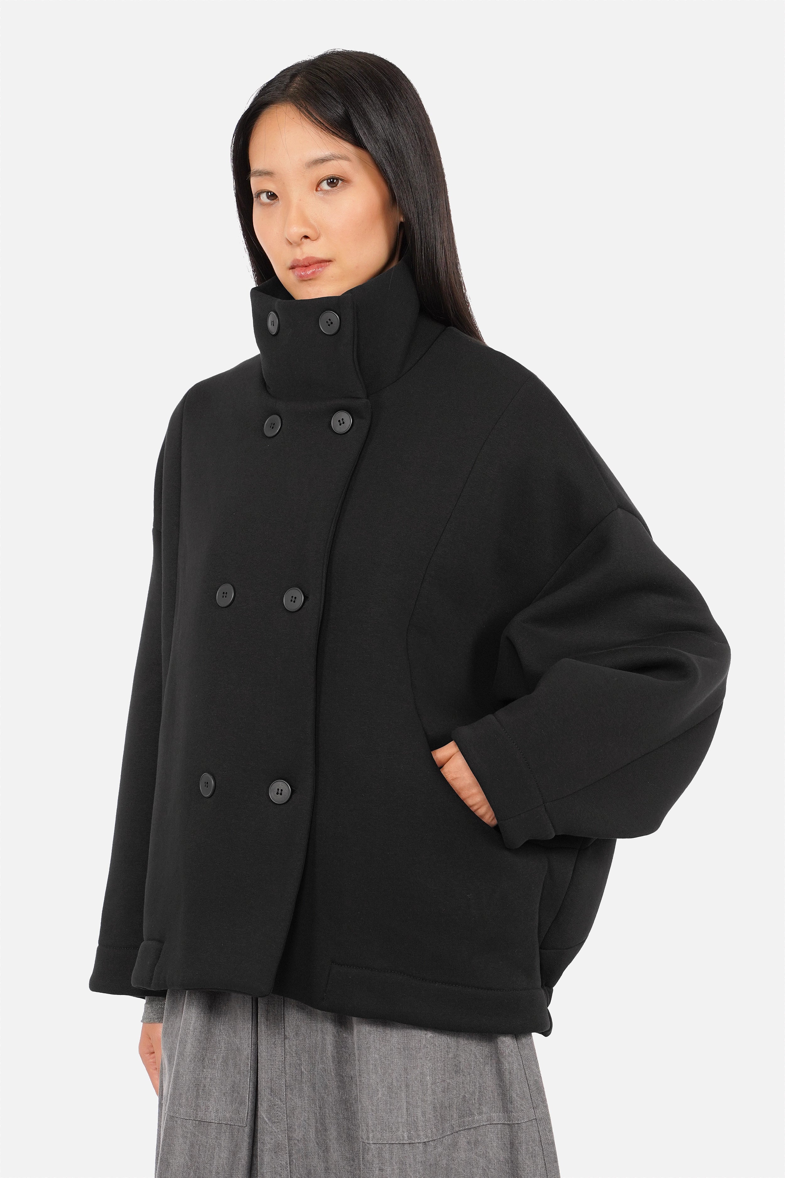 MAAVE Doppelreihige Sweatjacke mit Funnel-Kragen