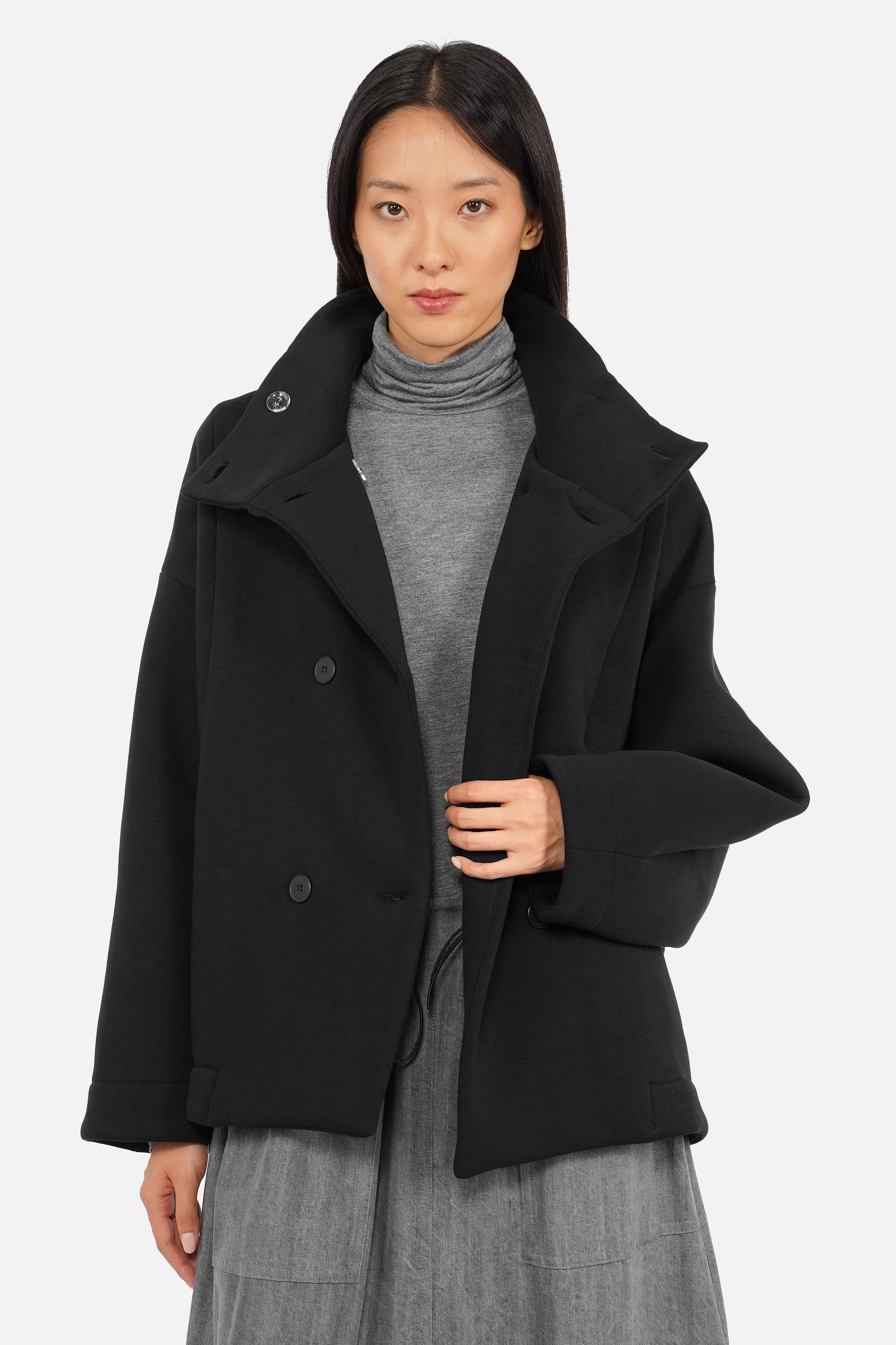 MAAVE Doppelreihige Sweatjacke mit Funnel-Kragen