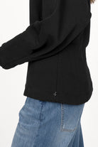 MALVEA Sweater aus Baumwollmischung mit Teilungsnähten und weitem, zulaufendem Ärmel in Schwarz