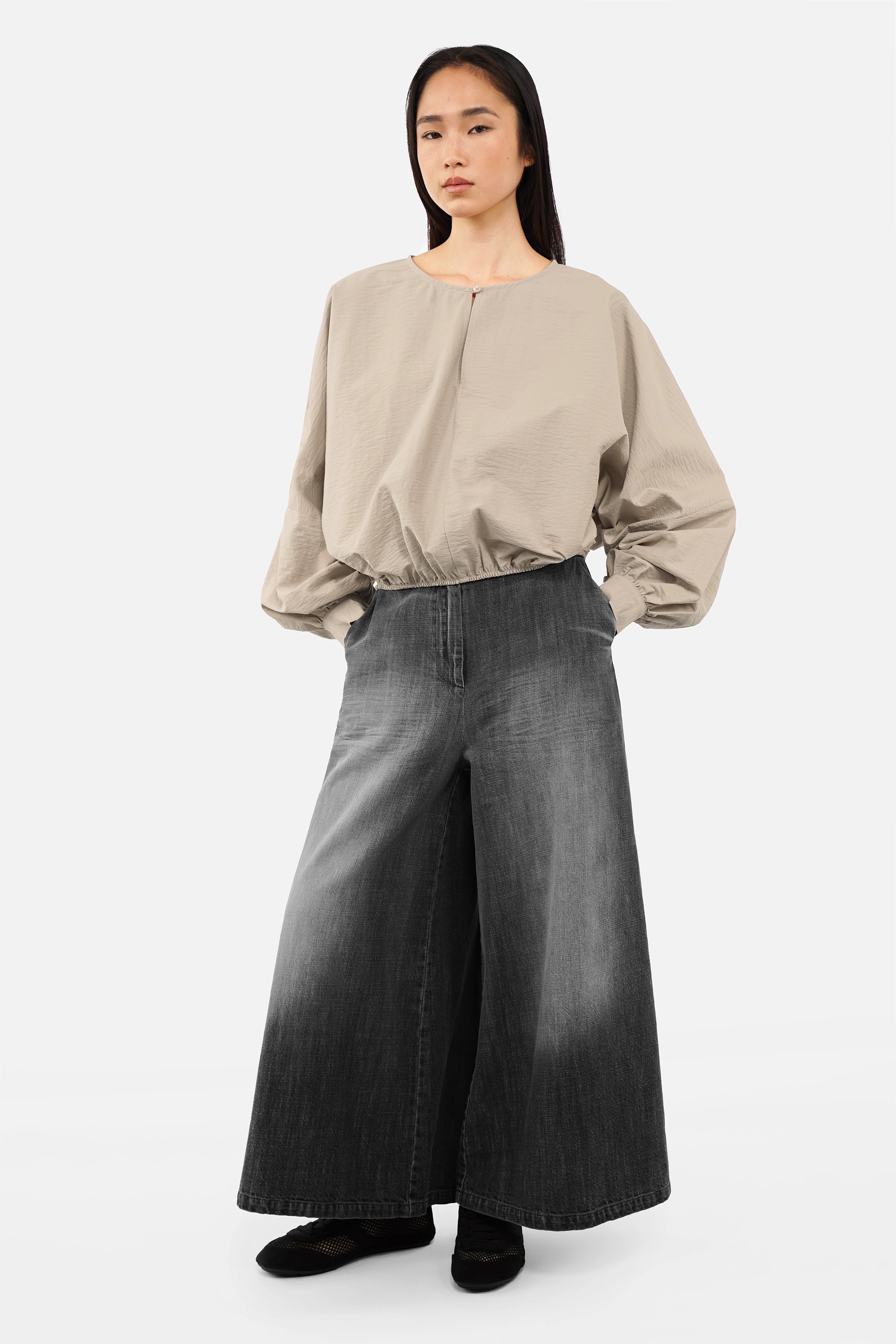 MILLIE Crinkle Blouse with balloon sleeves