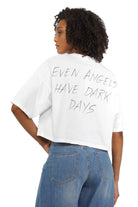 MINAI T-Shirt aus Heavy-Cotton mit Backprint, Rundhals, cropped Loose Fit und überschnittenen Schultern