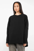NAIRA Cozy Sweater black brushed cotton A-line relaxed fit with round neckline and raglan sleeves