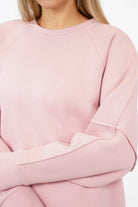 NAIRA Cozy Sweater pink brushed cotton A-line relaxed fit with raglan sleeves and rounded hem