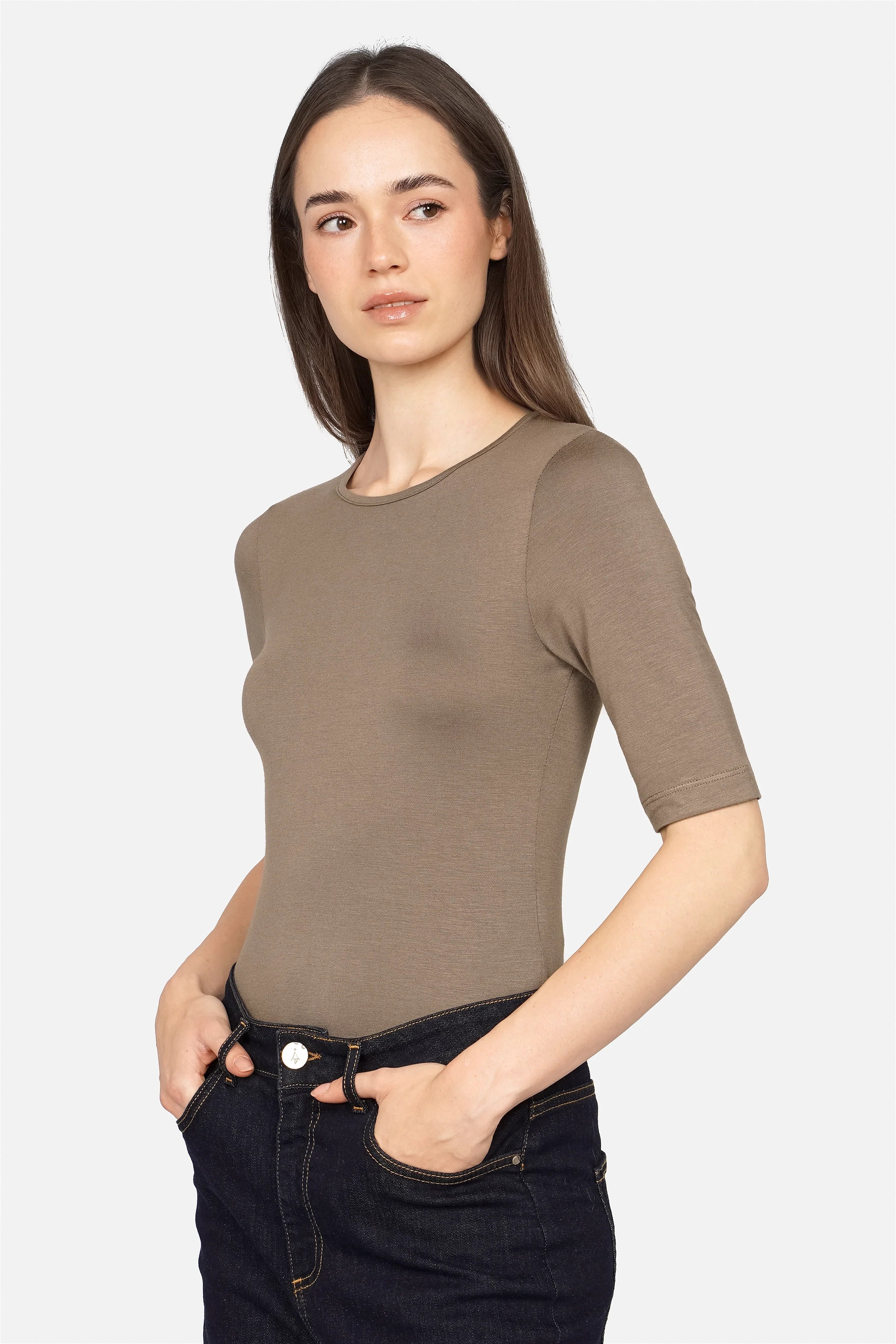 NARAY Shirt aus weichem Viskose-Jersey mit Rundhalsausschnitt und Slim Fit