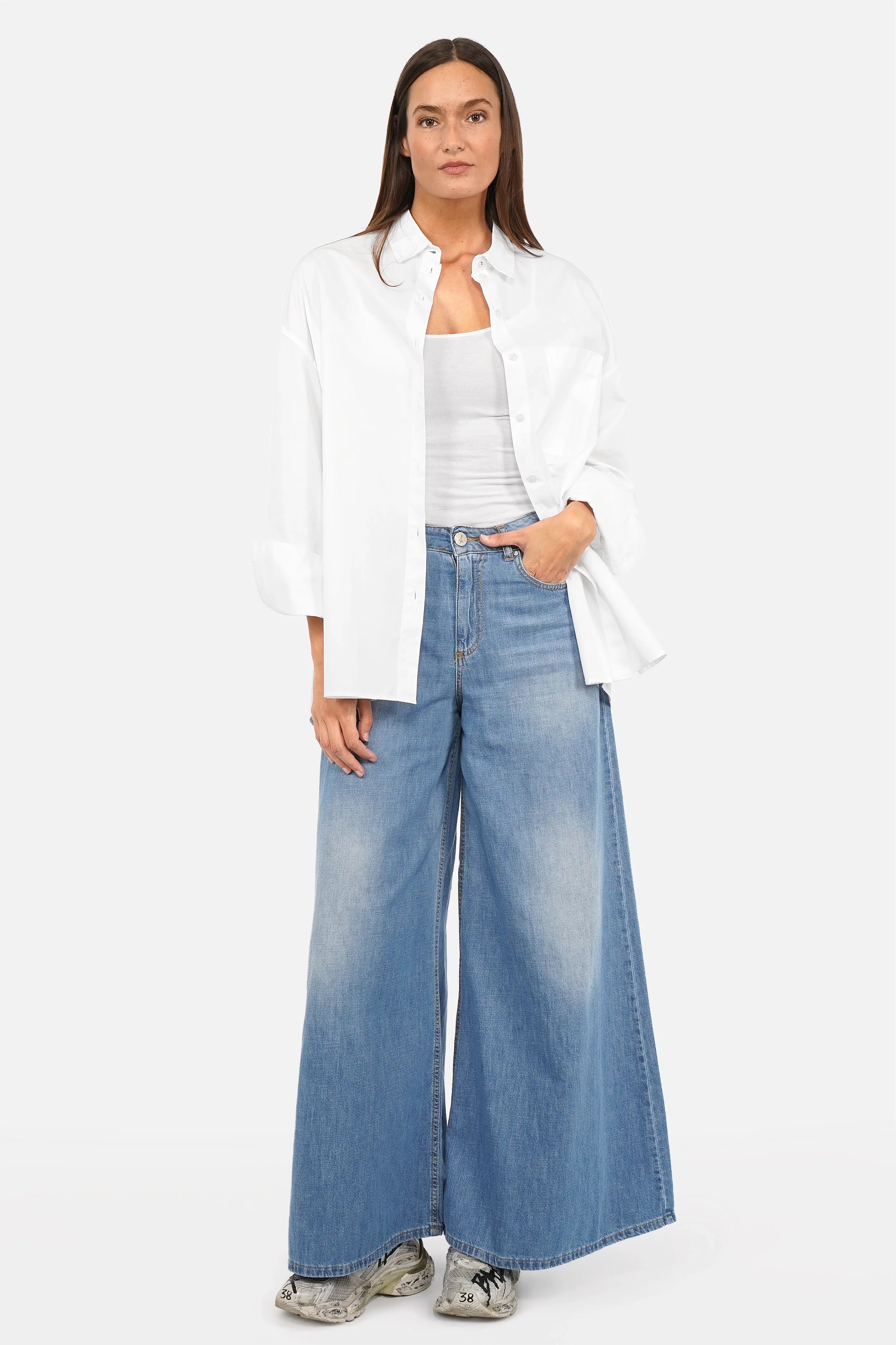 NATI Statement Oversize Popelin Hemd mit KULTFRAU-Schriftzug und Boyfriend-Fit