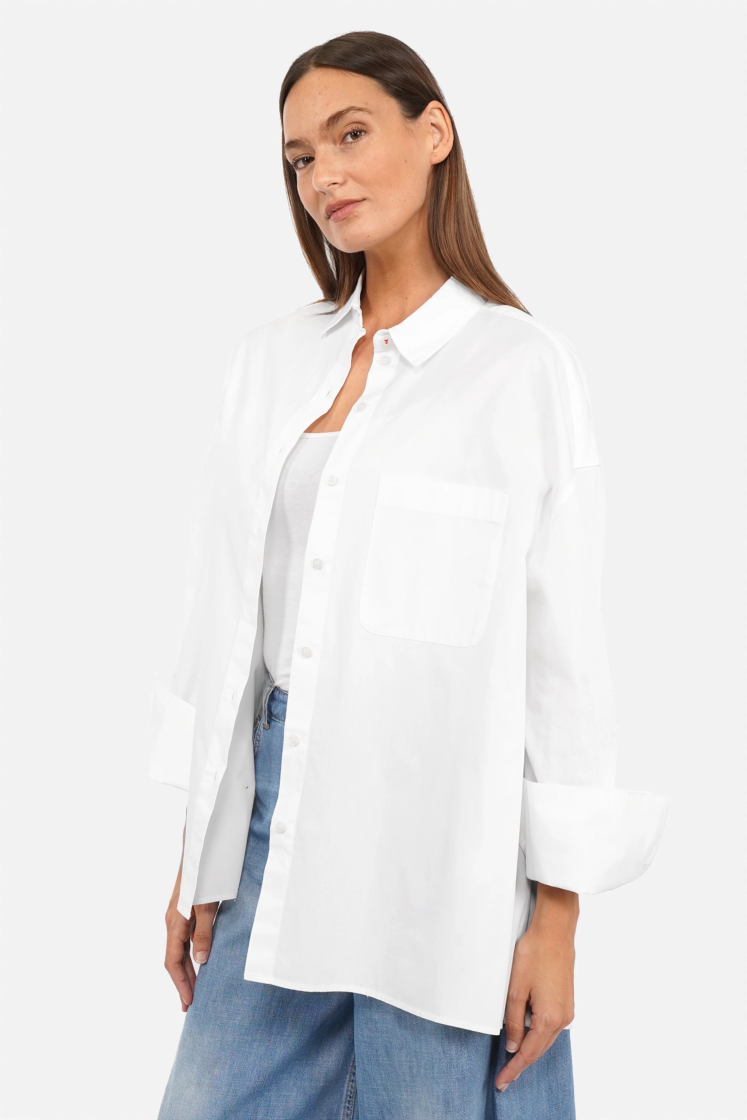 NATI Statement Oversize Popelin Hemd mit großem KULTFRAU-Schriftzug und Boyfriend-Fit