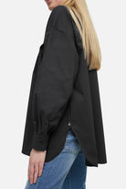 Damen Relaxed Bluse aus weicher Popeline mit verdeckter Knopfleiste und asymmetrischem Faltendetail