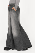 NEDY Wide Leg Hose in washed black with soft cotton fabric and extra-wide silhouette