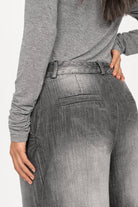 NEDY Wide Leg Hose in washed black cotton with mid waist and wide leg silhouette