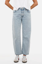 NEILA Mom Fit Jeans in denim with classic mom fit and subtle used wash detailing