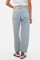 Blue denim NEILA Mom Fit Jeans with 5 pockets and classic straight leg design