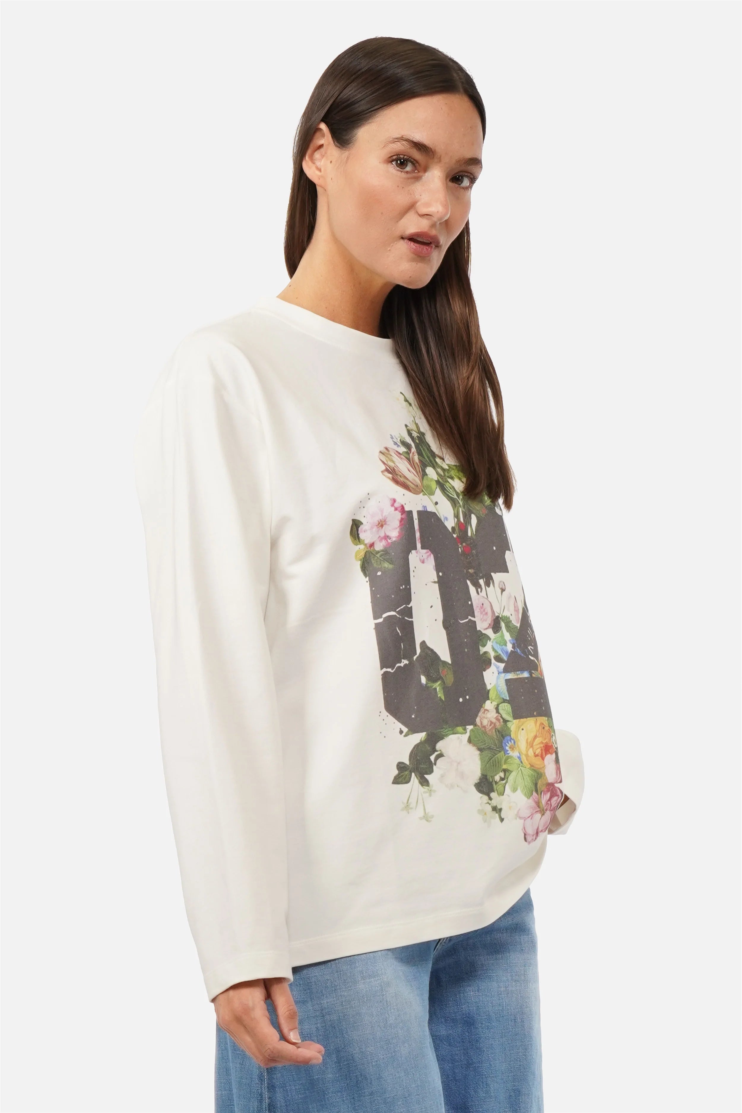 NIESKA Sweater mit floralem Print aus weichem Baumwolljersey und Rundhalsausschnitt