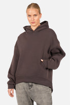 OLYSSA Soft Brushed Relaxed Hoodie in Seal Brown