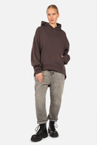 OLYSSA Soft Brushed Relaxed Hoodie in Seal Brown