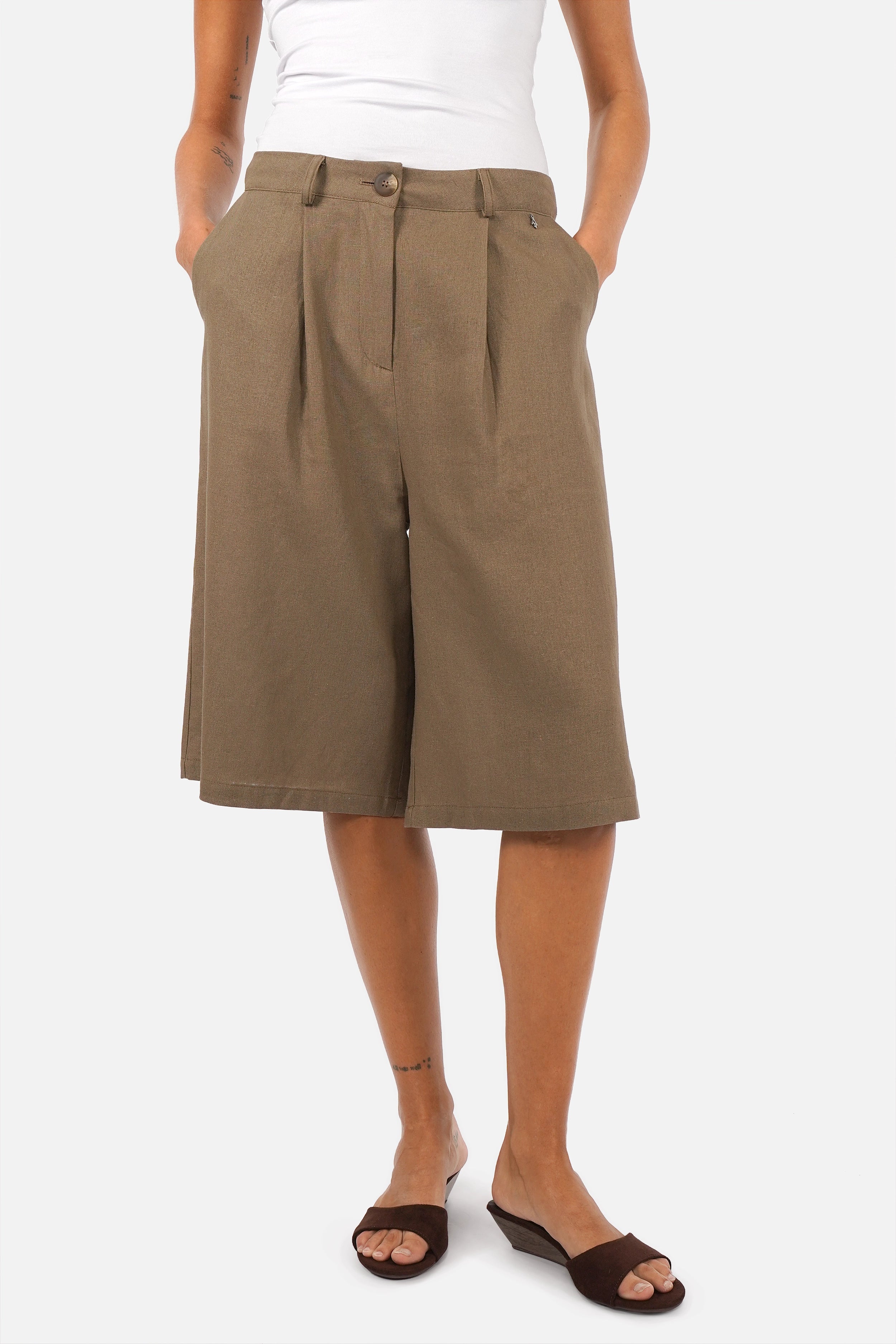 Short bermuda PEBBY en mélange de lin