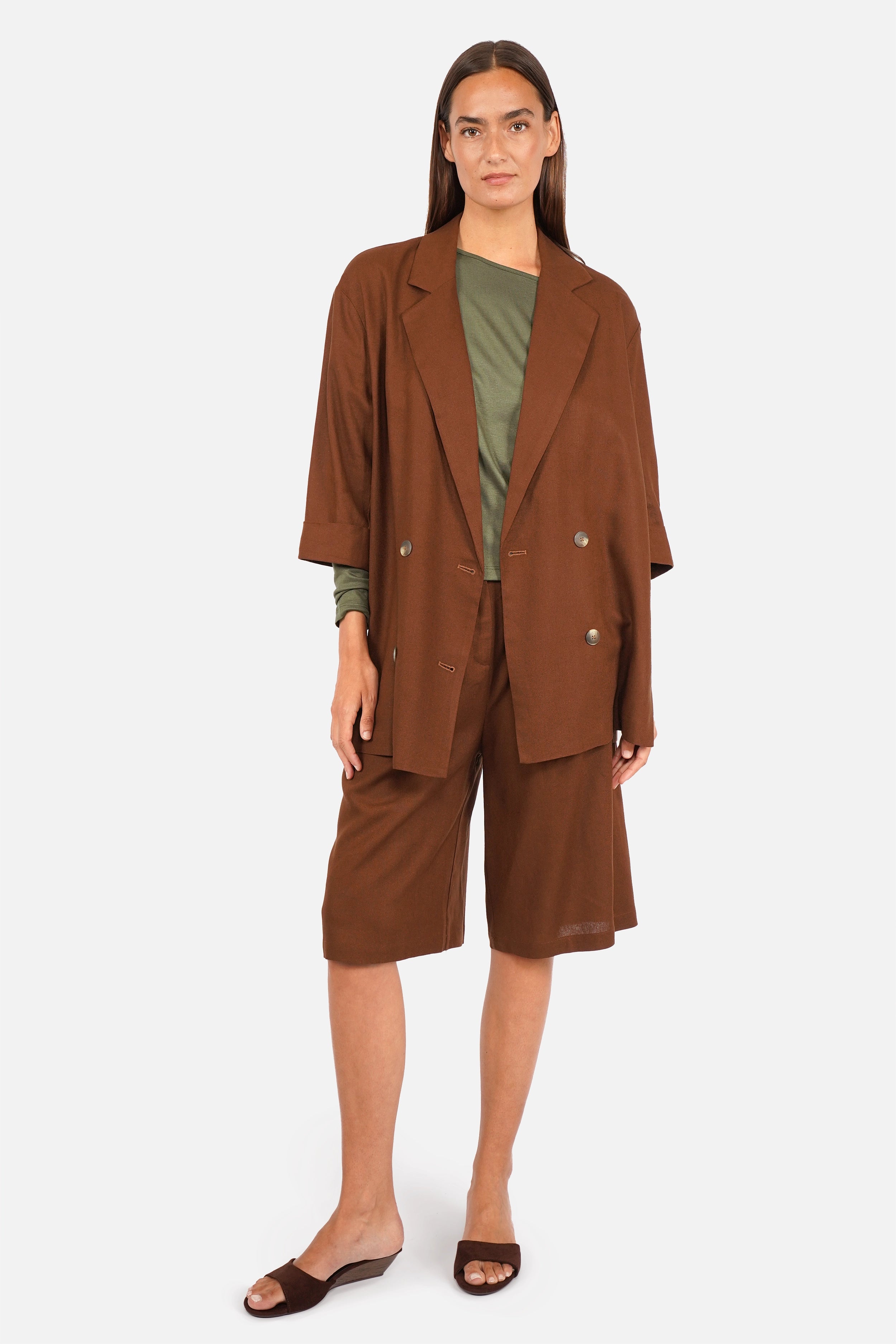Short bermuda PEBBY en mélange de lin