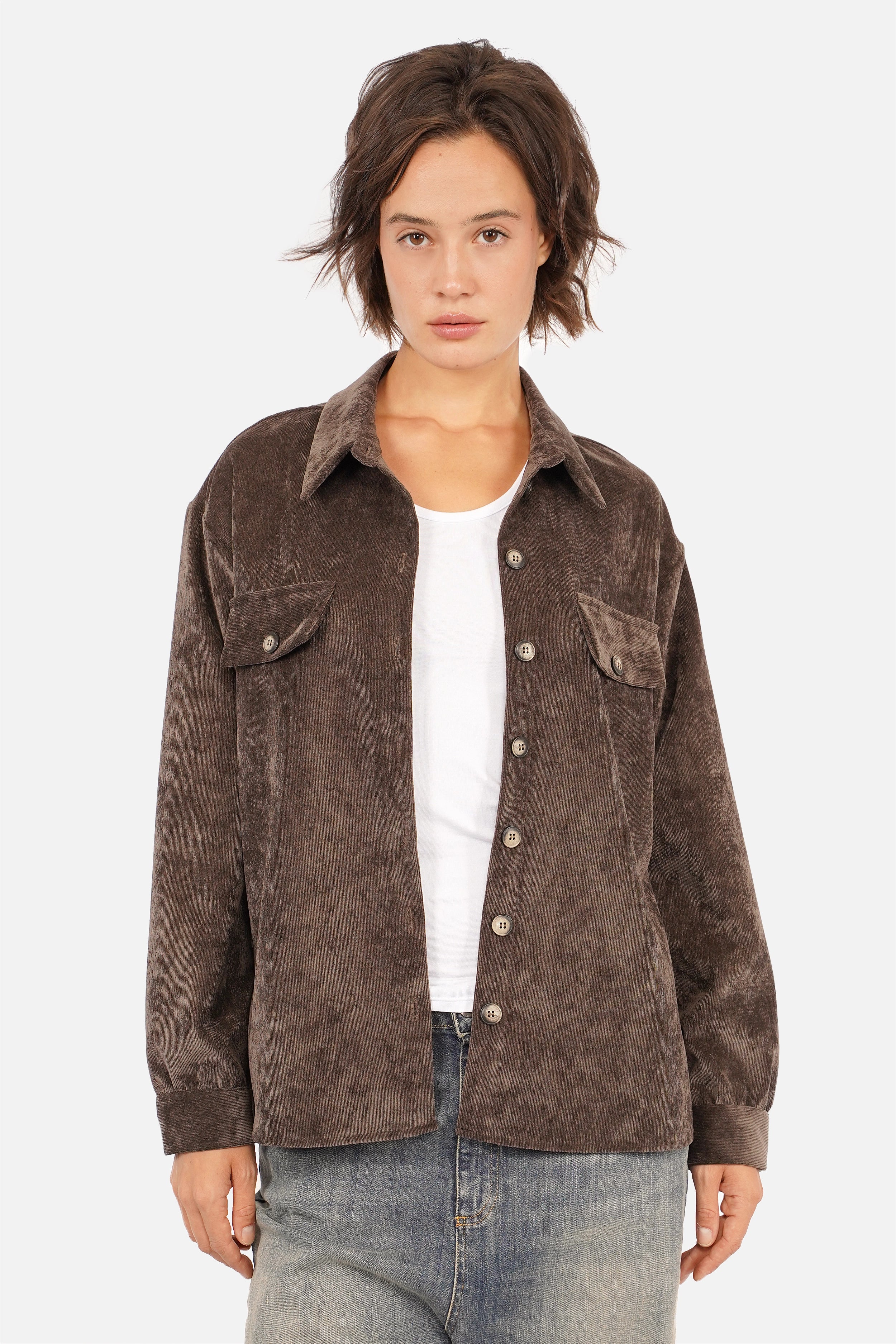 POULA Corduroy overshirt met relaxte pasvorm