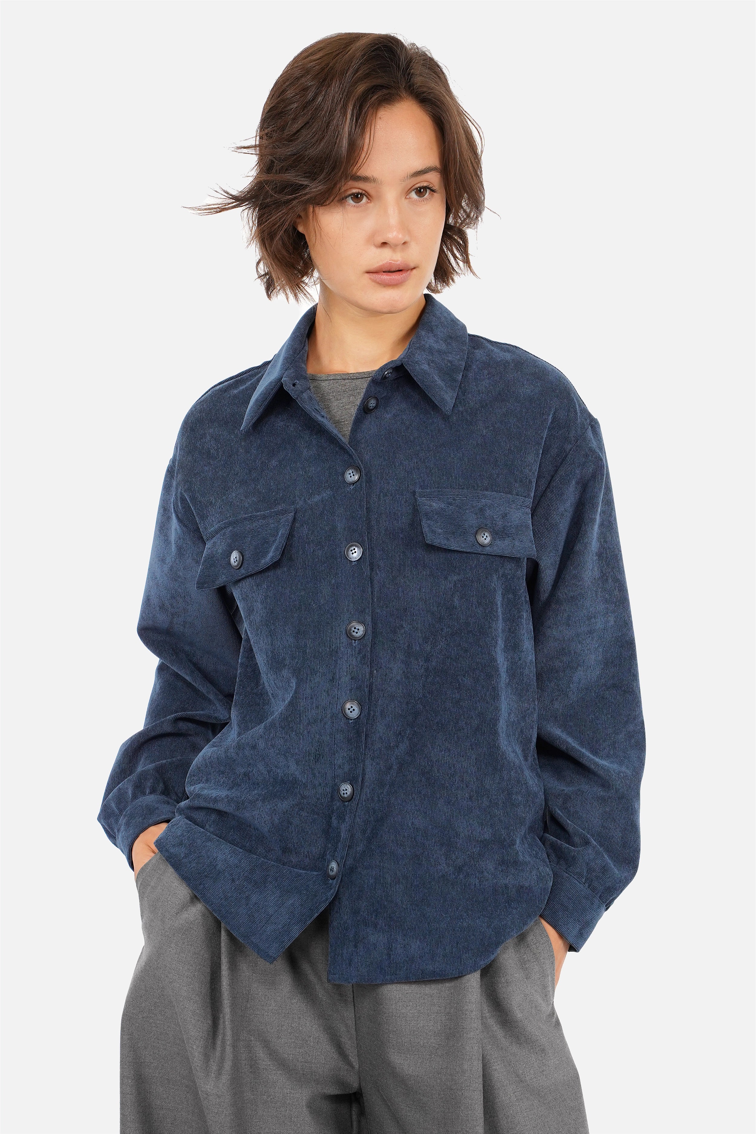POULA Corduroy overshirt met relaxte pasvorm
