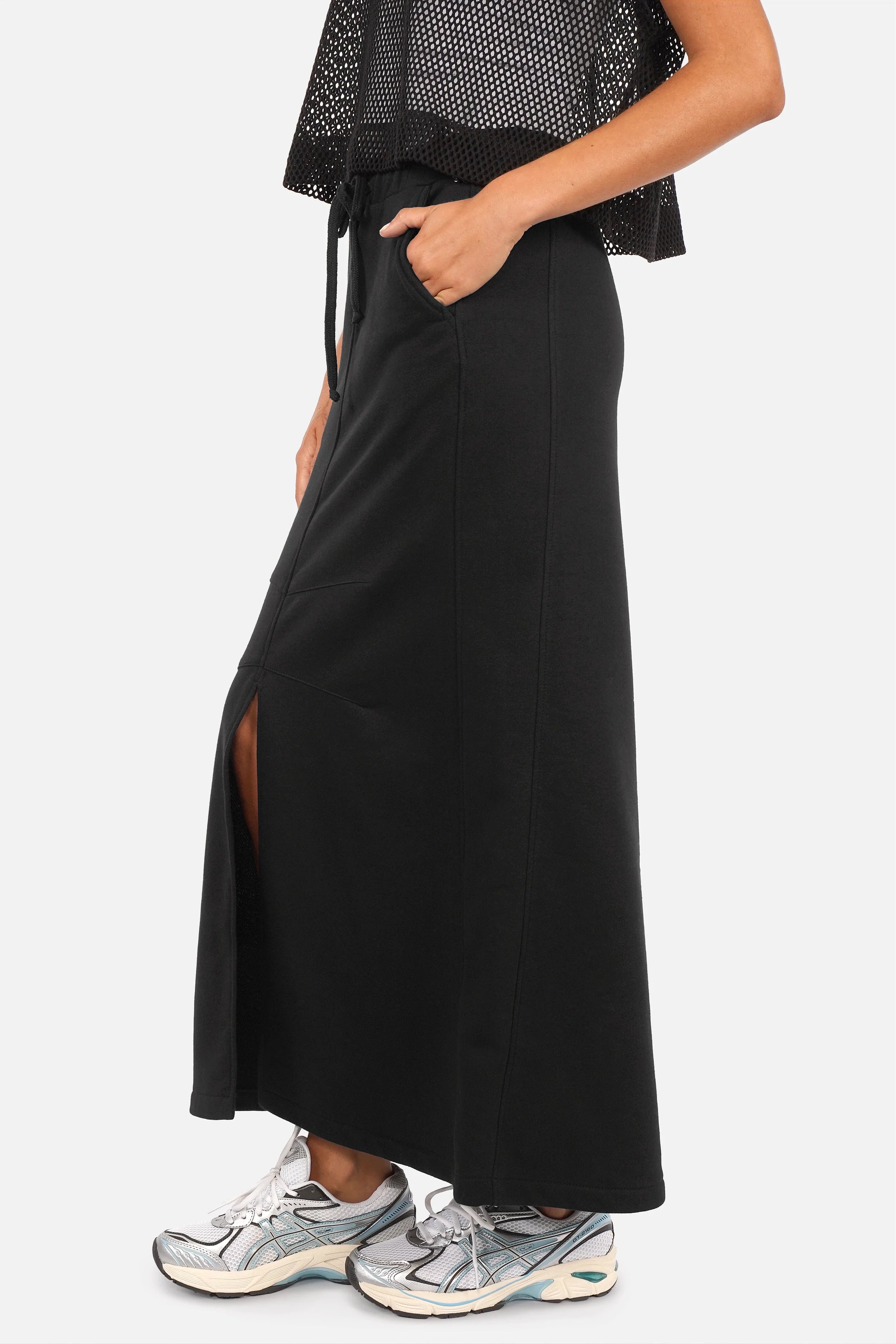 Maxi Sweatrock RONELA mit Gummibund, Kordelzug und seitlichen Taschen