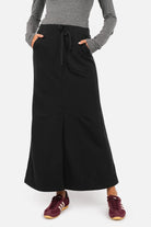 Maxi Sweatrock RONELA aus kompaktem Sweatstoff mit Gummibund, Kordelzug und seitlichen Taschen in Mermaid-Form