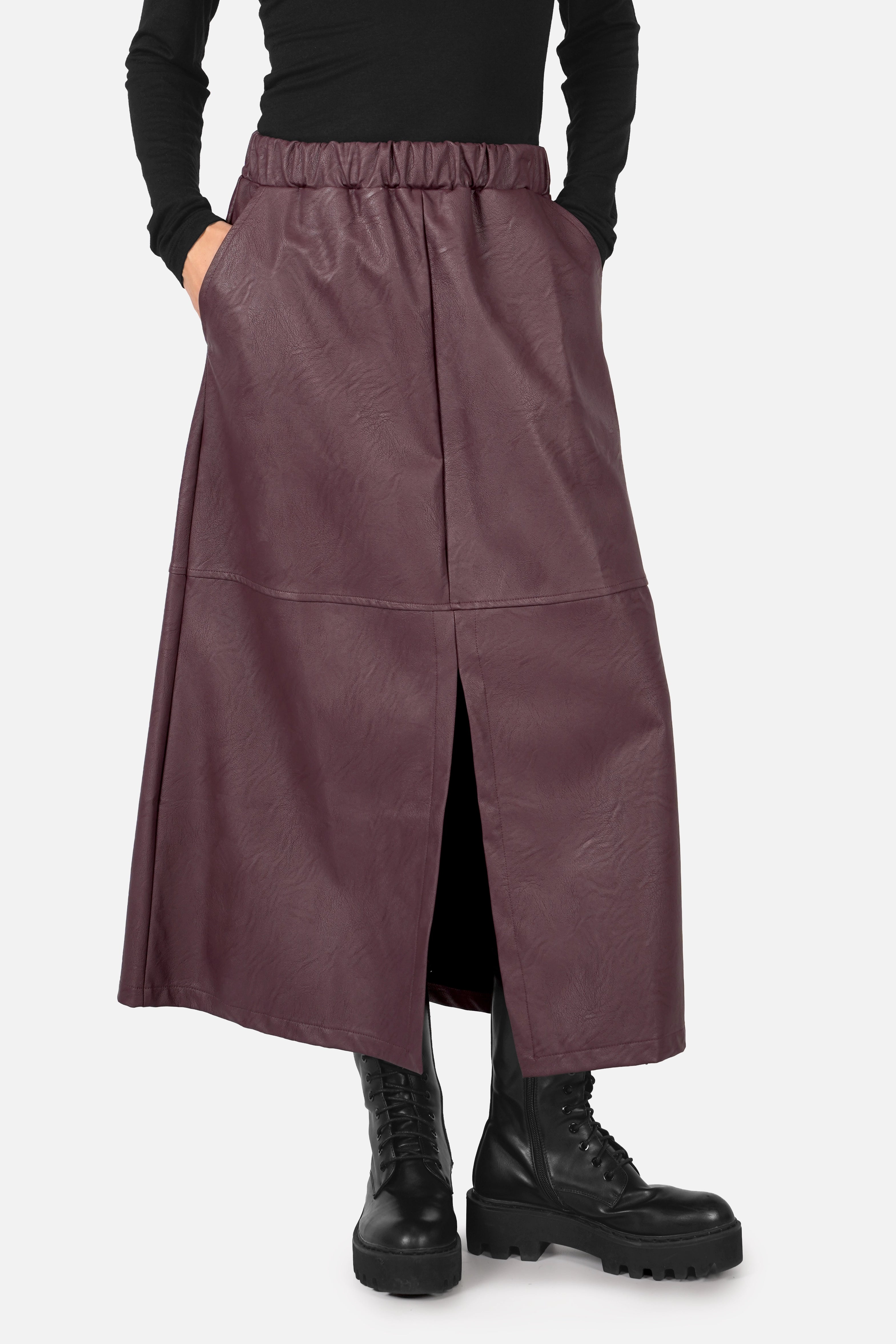 ROSTA midi-rok in lederlook