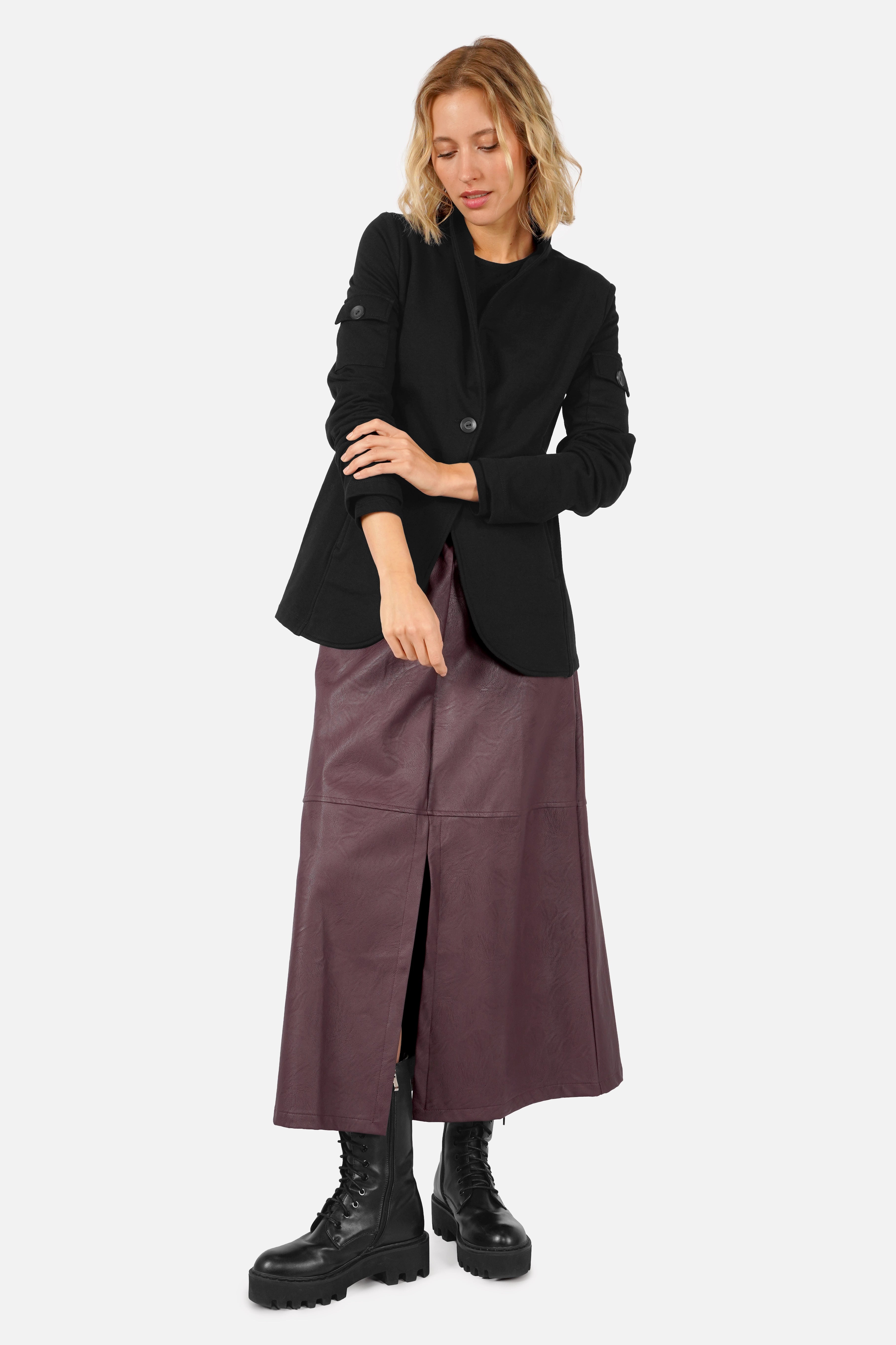 ROSTA midi-rok in lederlook