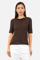 ROVIN T-Shirt aus weichem Viskose-Kaschmir-Mix mit U-Boot Ausschnitt und halb-langen Ärmeln