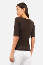 ROVIN T-Shirt aus weichem Viskose-Kaschmir-Mix mit U-Boot Ausschnitt und halblangen Ärmeln