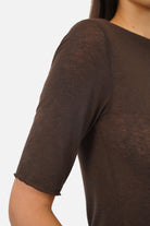 ROVIN T-Shirt aus weichem Viskose-Kaschmir-Mix mit U-Boot Ausschnitt und halblangen Ärmeln