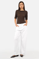 ROVIN T-Shirt aus weichem Viskose-Kaschmir-Mix mit U-Boot Ausschnitt und halblangen Ärmeln