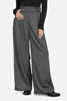 Damen High Waist Marlenehose mit Fischgratmuster und weitem Bein