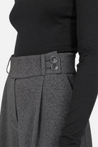 Damen High Waist Marlenehose mit Fischgratmuster, weitem Bein und hohem Bund in Schwarz