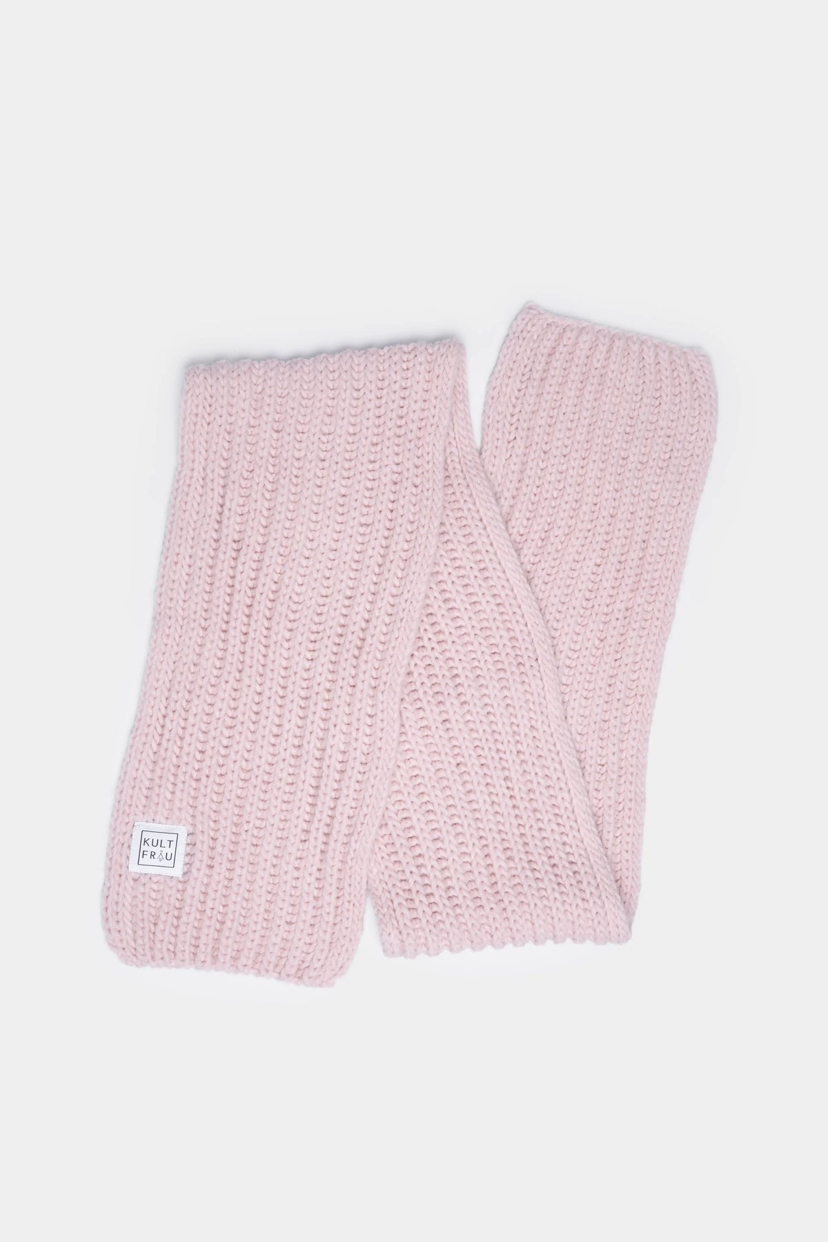 SCARFY Strickschal aus weichem Wollmix im groben Rippstrick, hellrosa, 185 cm lang, angenehmer Tragekomfort