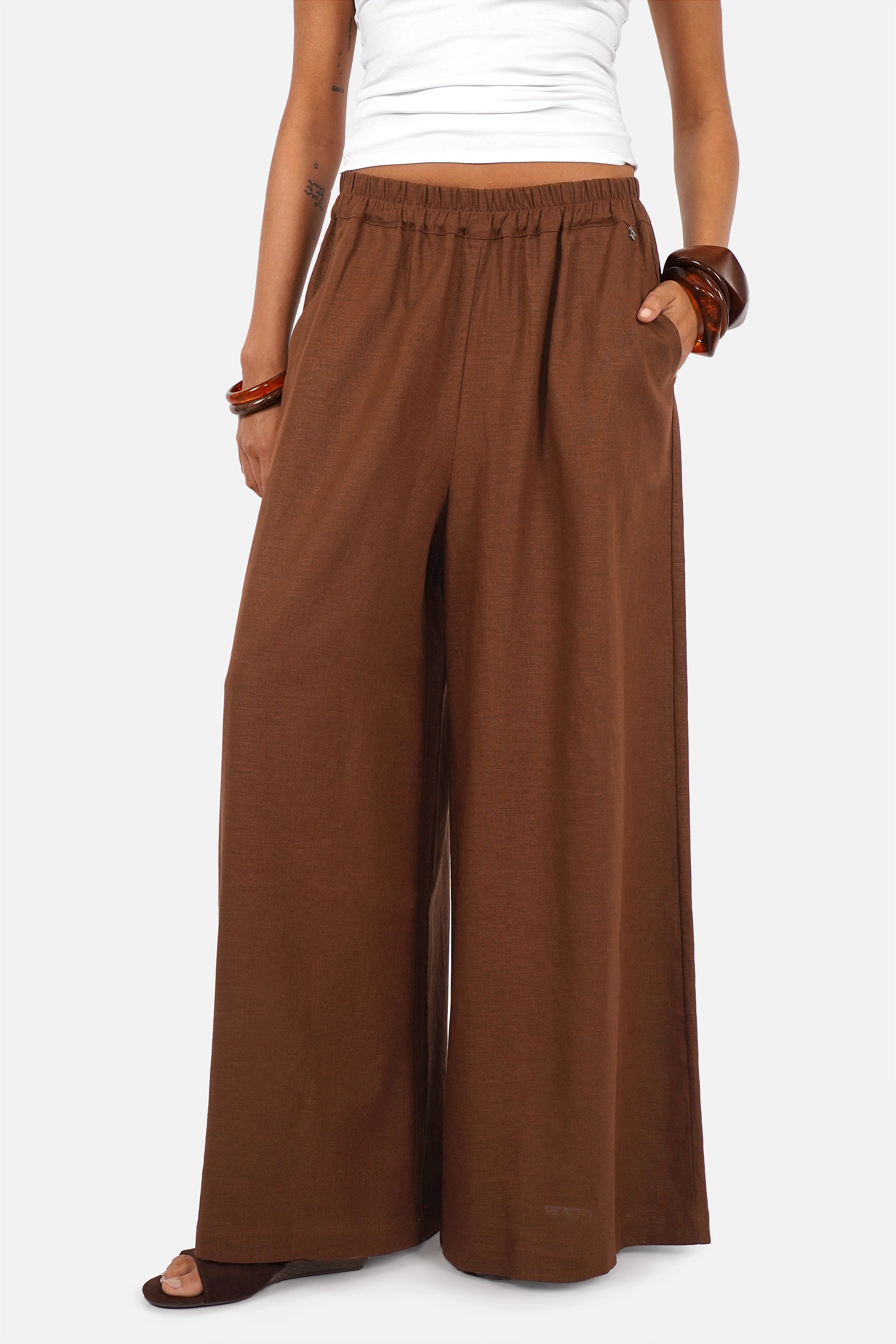 SIANA wide-leg trousers in a linen blend