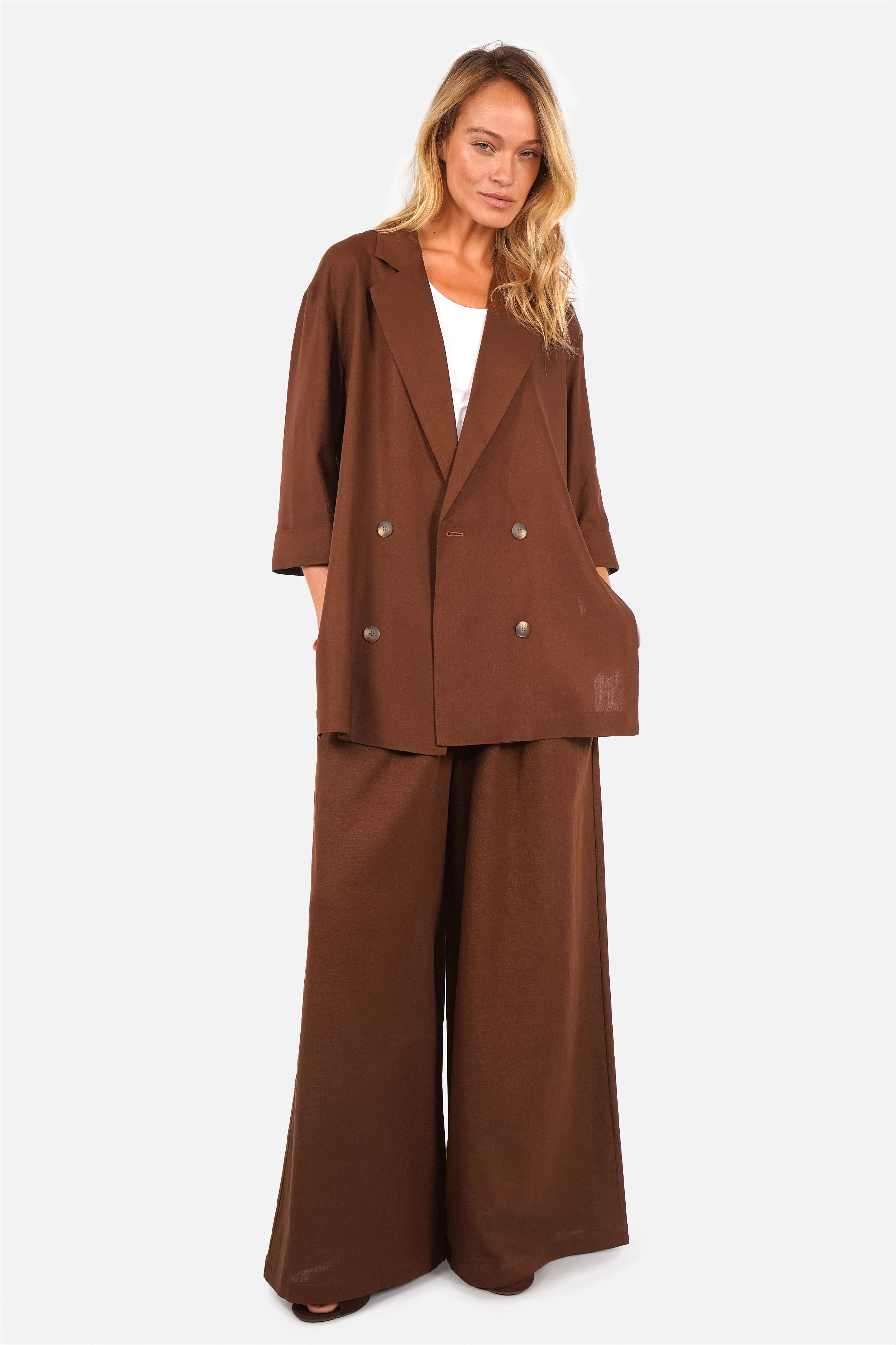 SIANA wide-leg trousers in a linen blend