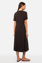 SMINA Jersey Maxikleid fließendes Viskose-Maxi-Kleid mit Mockneck und seitlichen Eingrifftaschen