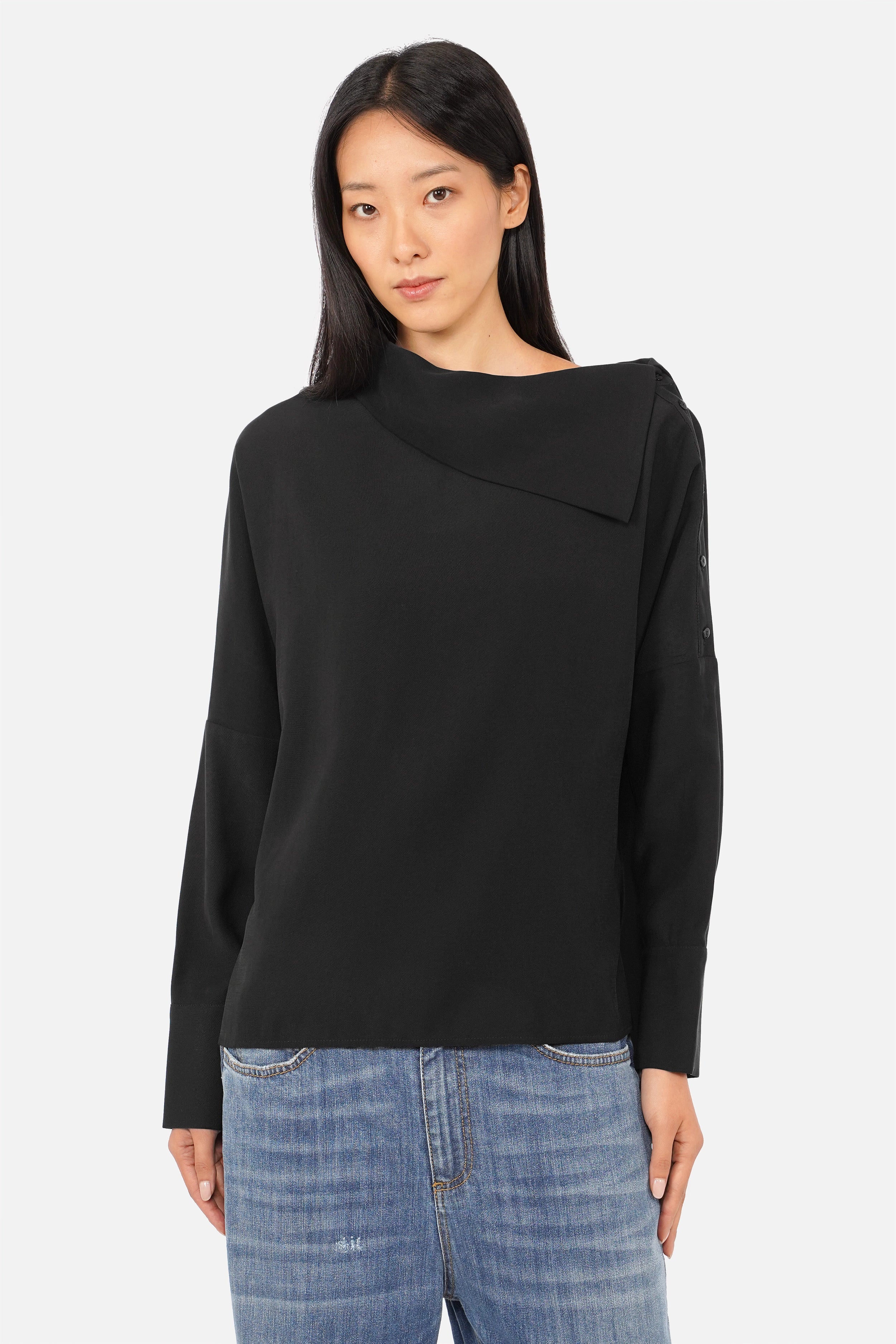 SOLYNE One Shoulder Bluse aus Lyocell
