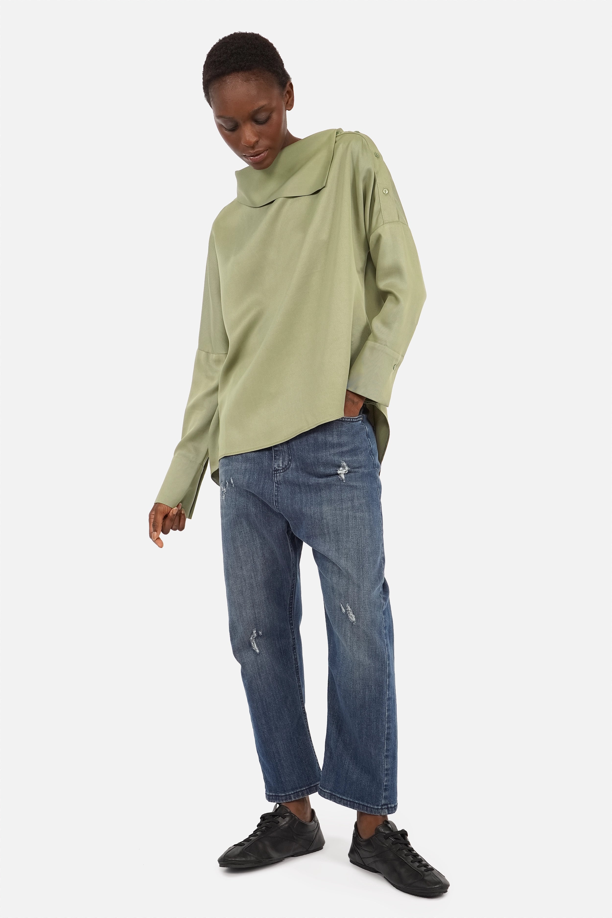 SOLYNE one-shoulder blouse made of lyocell