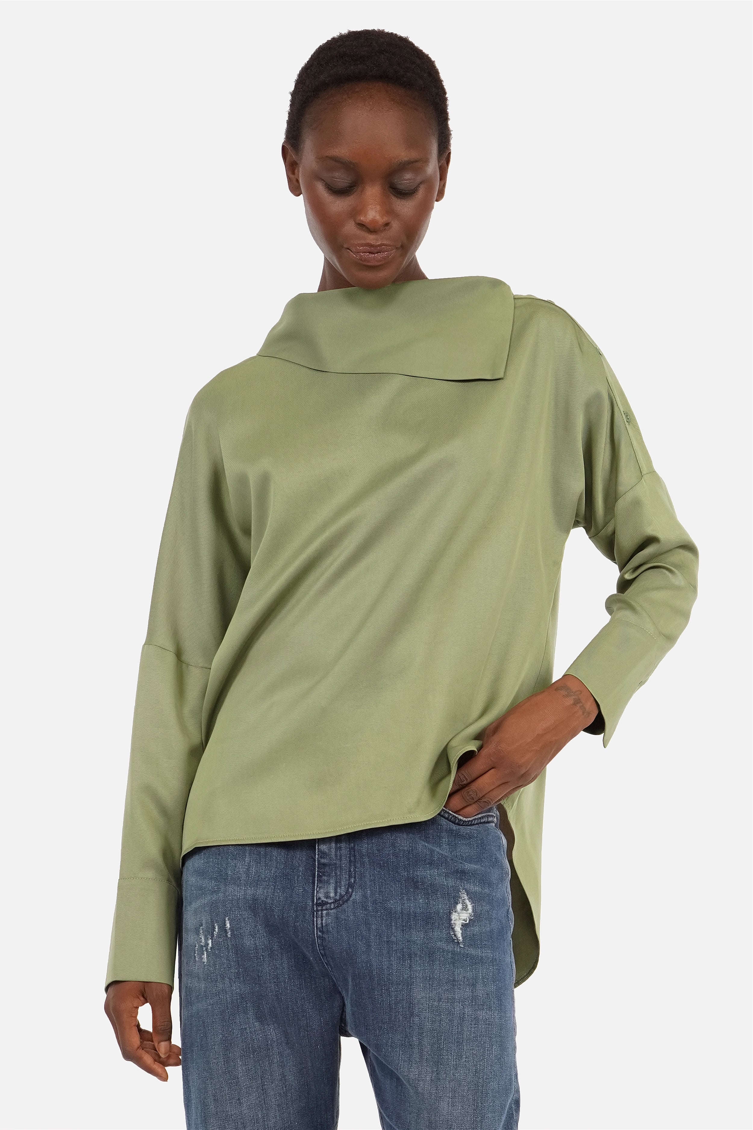 SOLYNE one-shoulder blouse made of lyocell