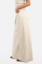SYLA Wide Jeans natural cotton denim with tobacco contrast stitching and high waist design