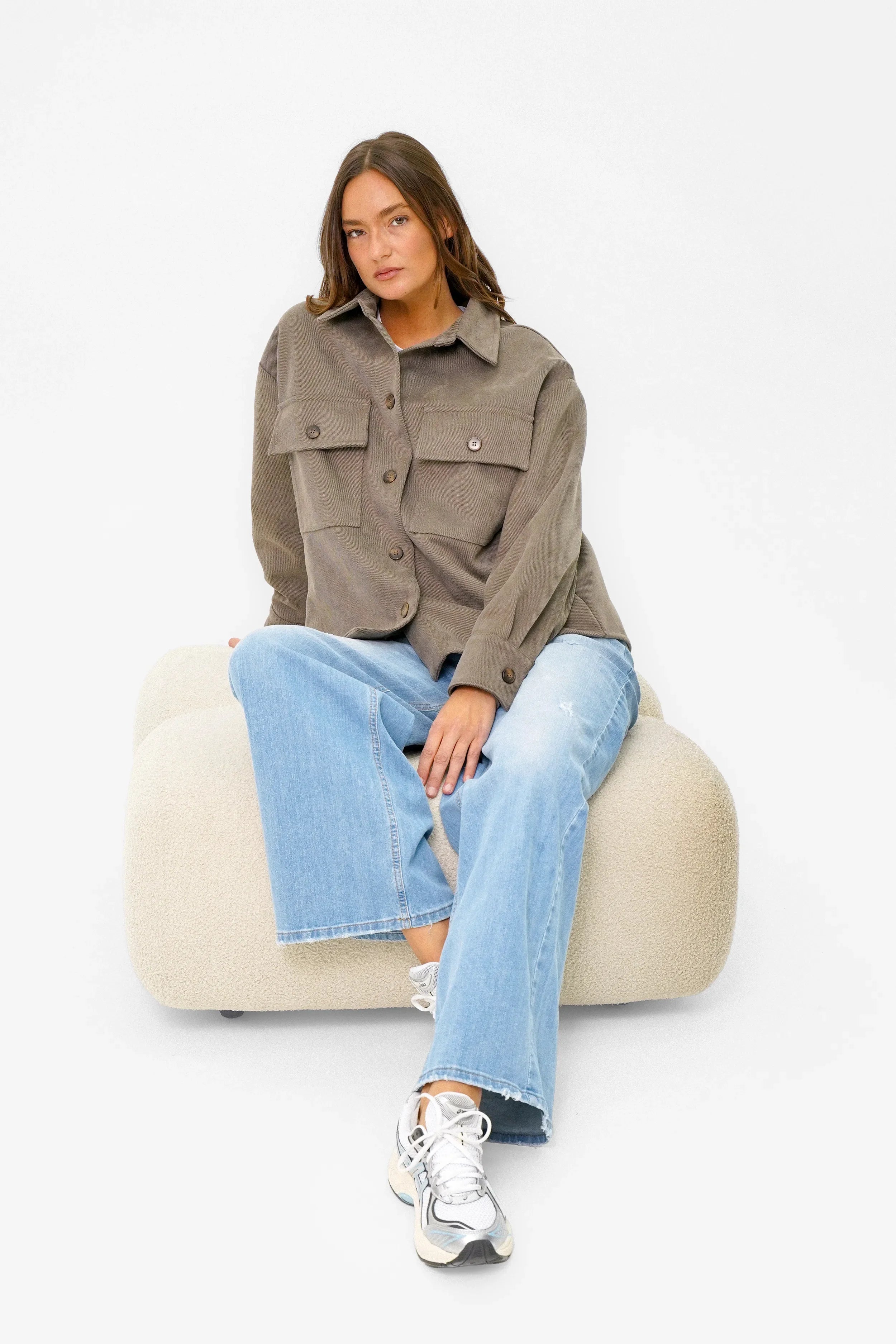 STELLY Overshirt-Jacke aus Double-Face-Material mit Brusttaschen und oversized Fit