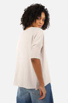 TAMI.K Blusenshirt aus hochwertiger Baumwolle mit lockerem Kastenform-Schnitt und Rundhals.