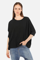 TAMI.K Blusenshirt aus hochwertiger Baumwolle mit Rundhals, relaxed Schnitt und weiter Kastenform in tiefen Farben