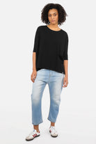 TAMI.K Blusenshirt aus hochwertiger Baumwolle mit weitem Schnitt und Rundhals