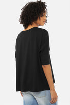 TAMI.K Blusenshirt locker fallendes Baumwollshirt in Kastenform mit Rundhals und relaxed Schnitt