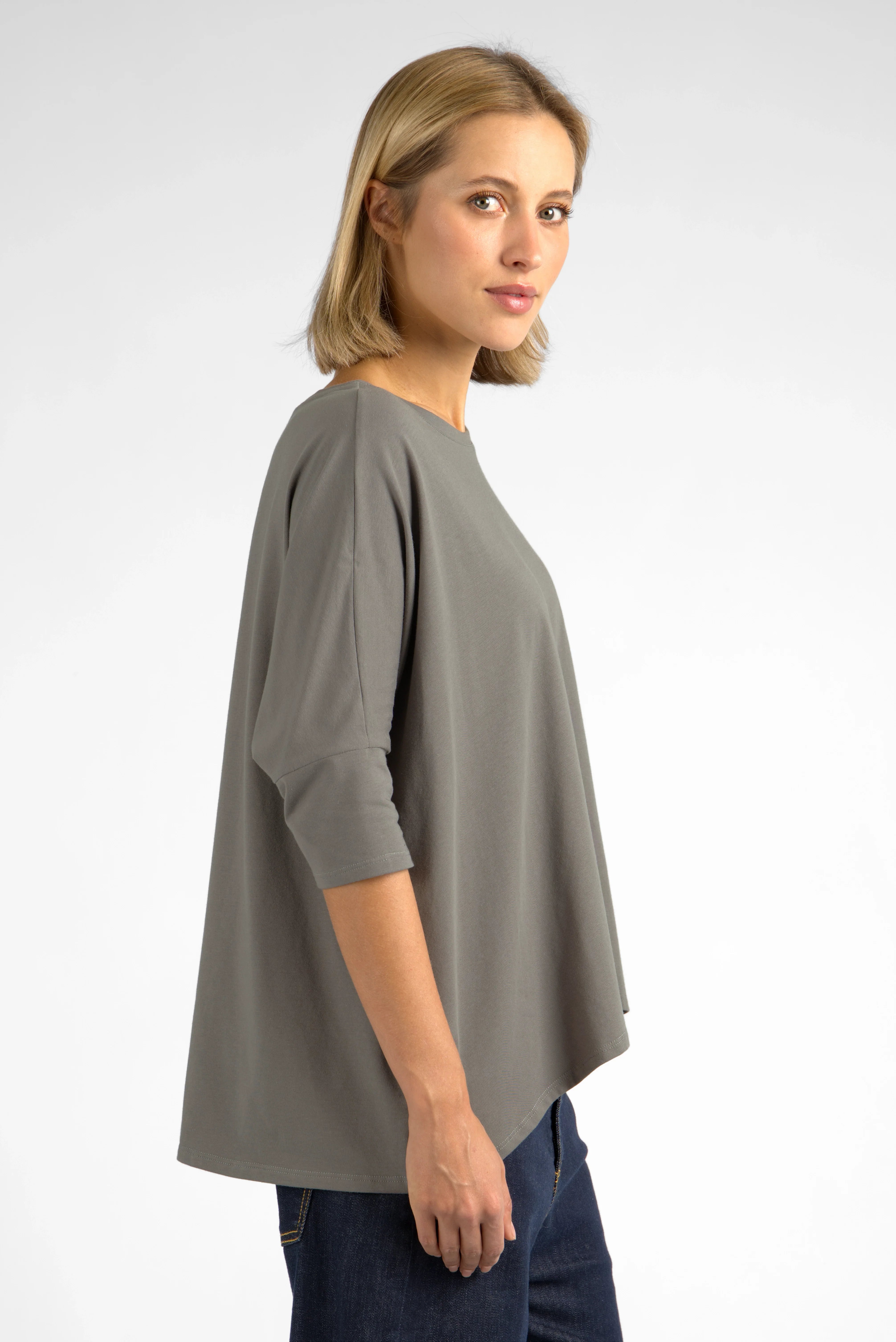 TAMI.K Blusenshirt in weiter Kastenform aus hochwertiger Baumwolle mit Rundhals und relaxed Schnitt