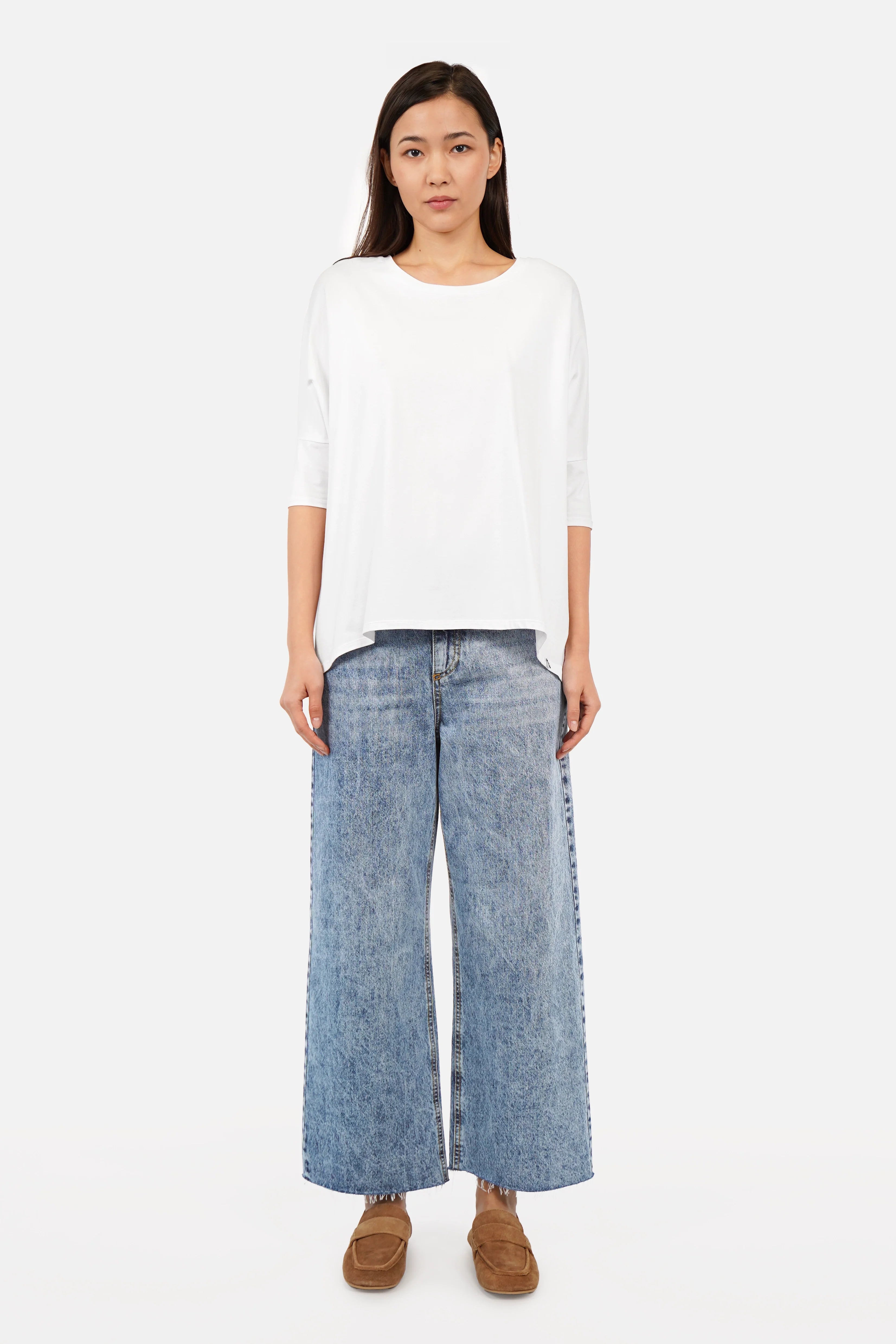 TAMI.K Blusenshirt in weiter Kastenform aus hochwertiger Baumwolle mit Rundhals und relaxed Schnitt