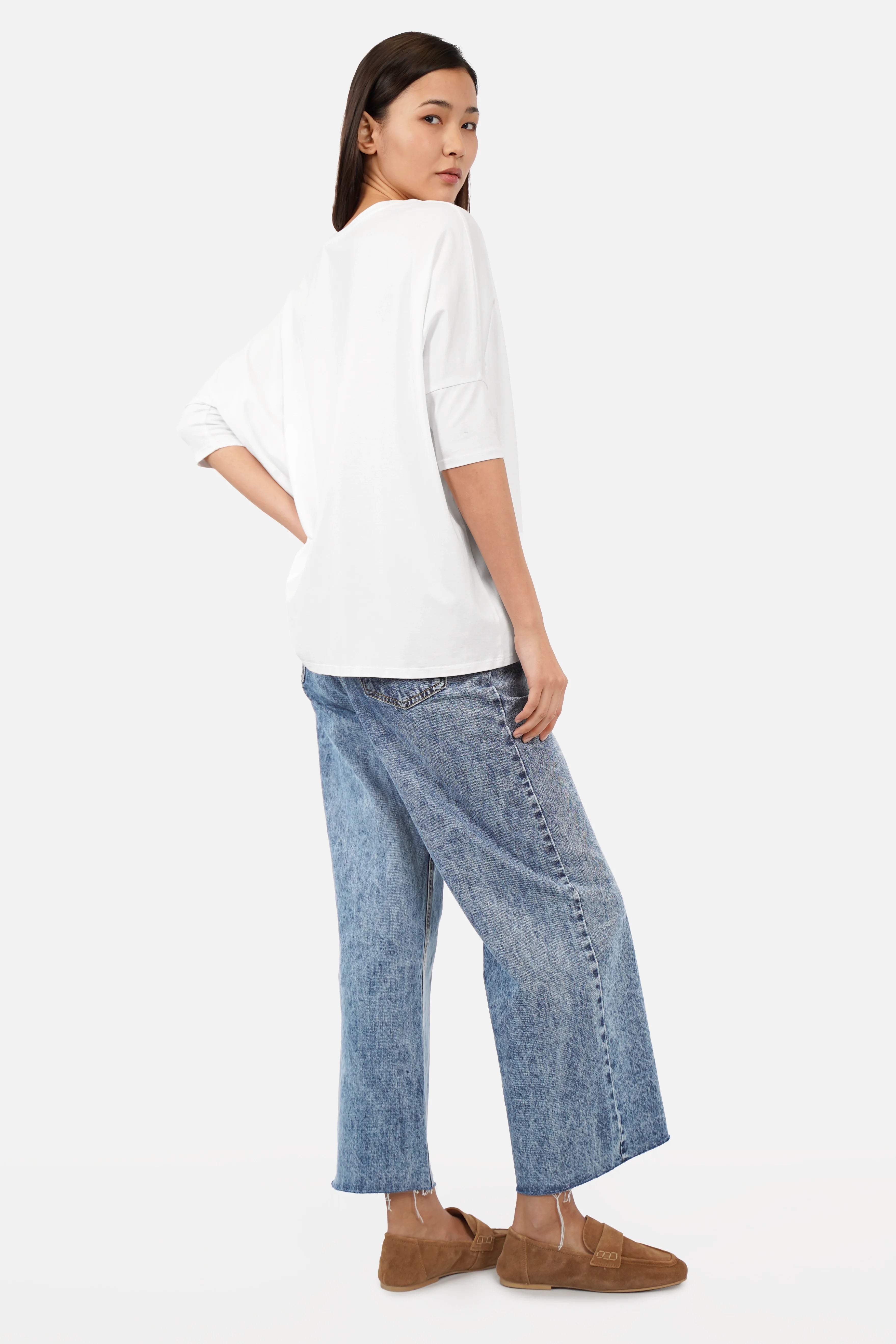 TAMI.K Blusenshirt in weiter Kastenform aus hochwertiger Baumwolle mit Rundhals und relaxed Schnitt